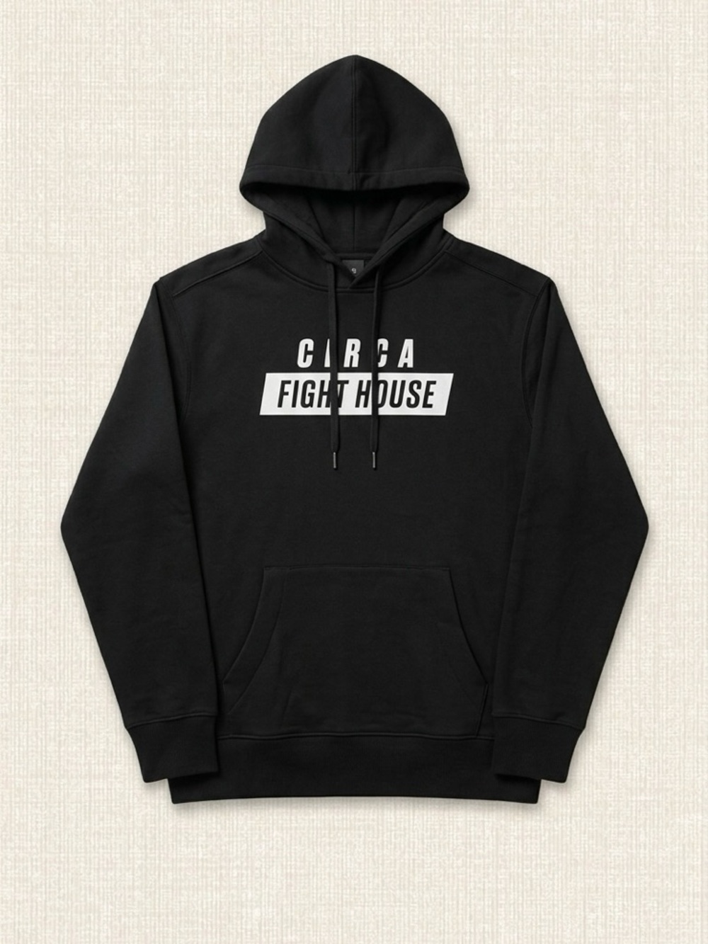 District Black Hoodie with White 'Fight House' Logo